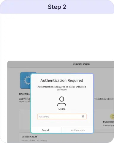 Autenticación Requerida Introduce tu contraseña de sudo para instalar el rastreador de tiempo en Linux