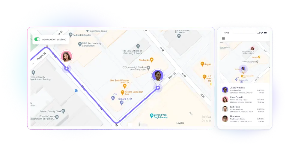 Suivi de l'emplacement GPS des employés Suivi GPS des employés pour les travailleurs à distance
